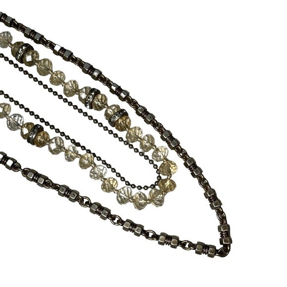 J Crew Statement Necklace 3 chains Industrial Layered - Picture 5 of 7